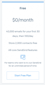 SendGrid free offering